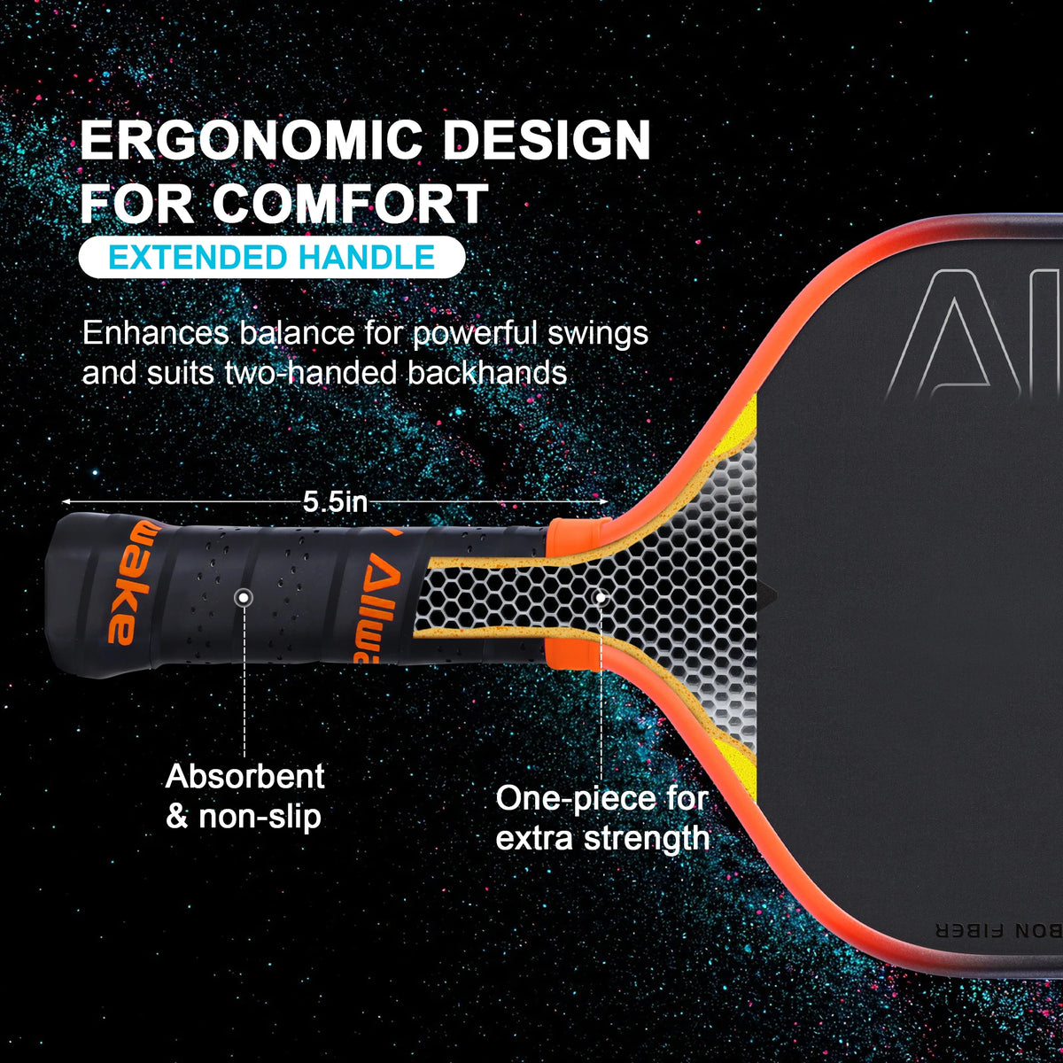 ALLWAKE T700 Raw Carbon Fiber with Foam Injected Edges for Expanded Sweet Sport Sweet Sport, Control and Power Pickleball Paddle-3