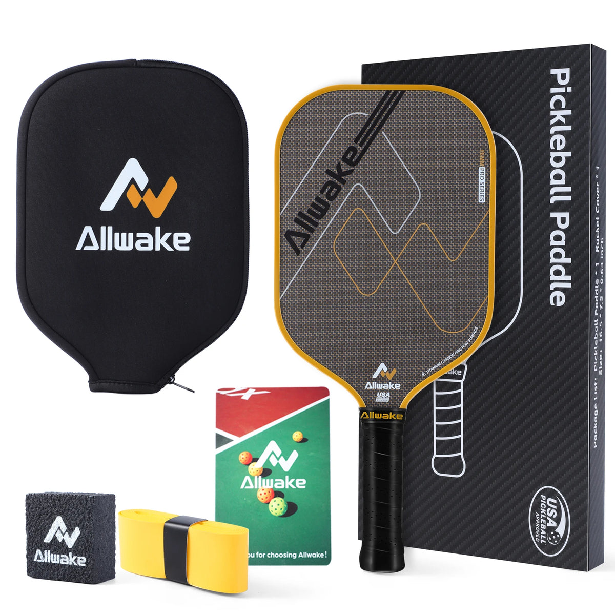 ALLWAKE Ergonomic Contour Grip & Titanium Carbon Friction Surface for All Skill Levels Adult Pickleball Paddle Set-6