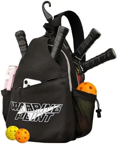 Warping Point Pickleball Crossbody Sling Backpack Adjustable Large Capacity for Women Men Hold 2-4 Paddles Multiple Compartments-6