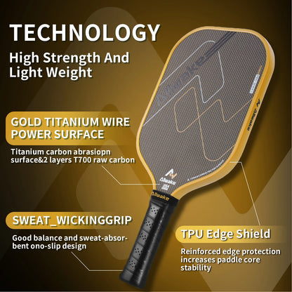ALLWAKE Ergonomic Contour Grip & Titanium Carbon Friction Surface for All Skill Levels Adult Pickleball Paddle Set-4
