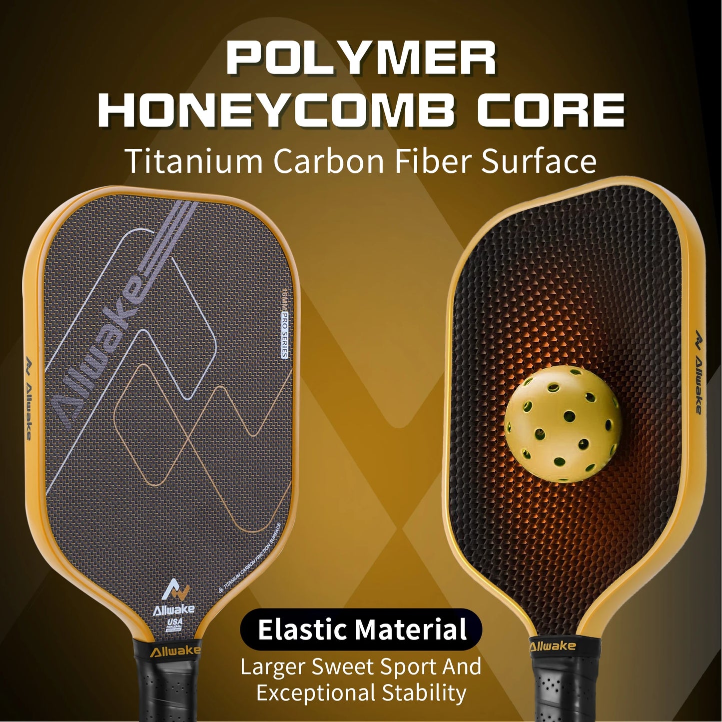 ALLWAKE Ergonomic Contour Grip & Titanium Carbon Friction Surface for All Skill Levels Adult Pickleball Paddle Set-3