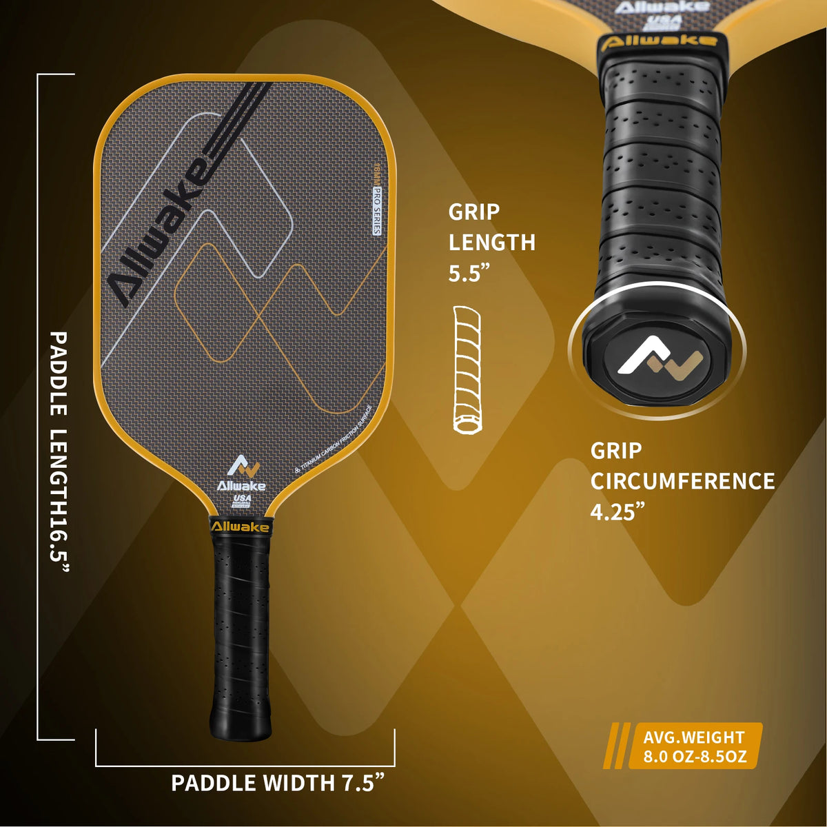 ALLWAKE Ergonomic Contour Grip & Titanium Carbon Friction Surface for All Skill Levels Adult Pickleball Paddle Set-5
