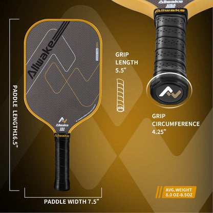 ALLWAKE Ergonomic Contour Grip & Titanium Carbon Friction Surface for All Skill Levels Adult Pickleball Paddle Set-5