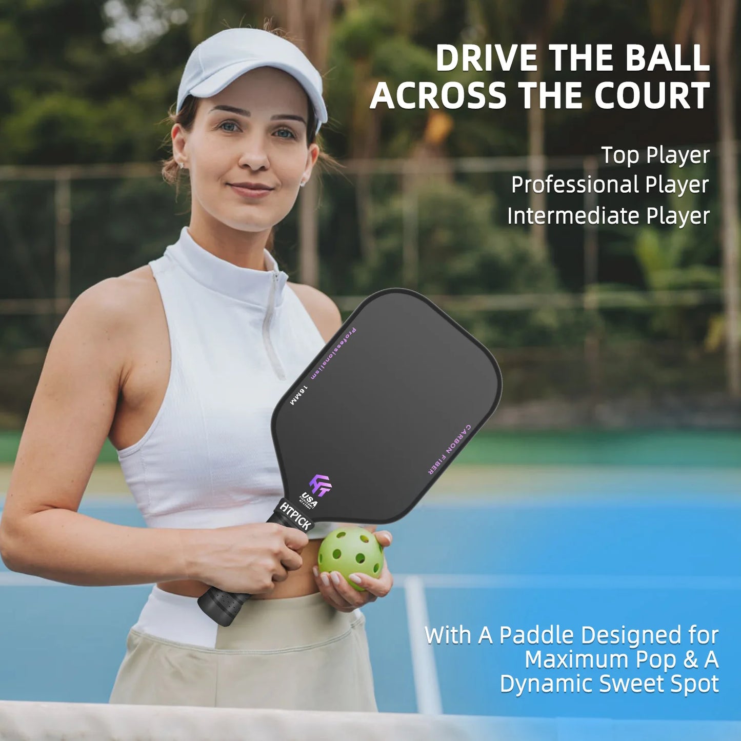 US Warehouse Shipping T700 Carbon Fiber 16mm Pro Pickleball Paddle Graphite Racket High Performance Pickleball Equipment-4