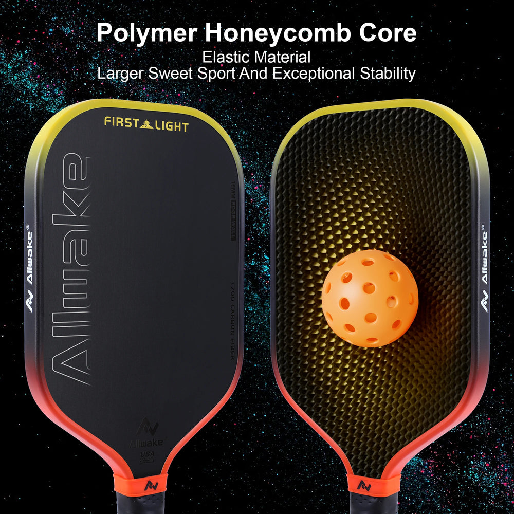 ALLWAKE First Light Series RTS 3K Carbon Fiber Thermoformed Construction PP Honeycomb and EVA Core Pickle Ball Paddle-2