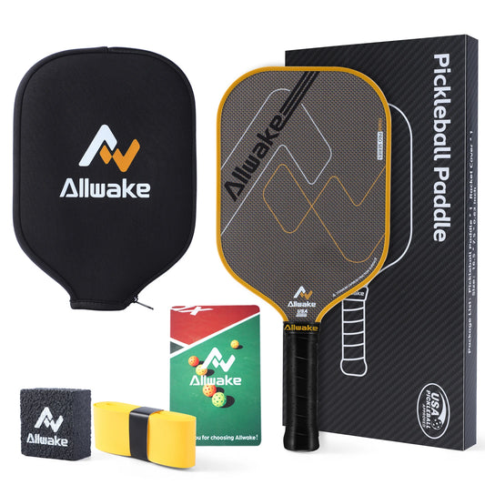 ALLWAKE Ergonomic Contour Grip & Titanium Carbon Friction Surface for All Skill Levels Adult Pickleball Paddle Set-0