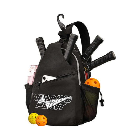 Warping Point Pickleball Crossbody Sling Backpack Adjustable Large Capacity for Women Men Hold 2-4 Paddles Multiple Compartments-0