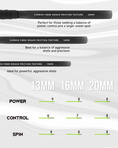 Warping Point Ascent Pickleball Paddles | Carbon Fiber Racket Aero Throat | Textured Grit Surface | Hexa Polymer Core | Designed-5