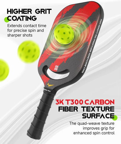Warping Point Ascent Pickleball Paddles | Carbon Fiber Racket Aero Throat | Textured Grit Surface | Hexa Polymer Core | Designed-1