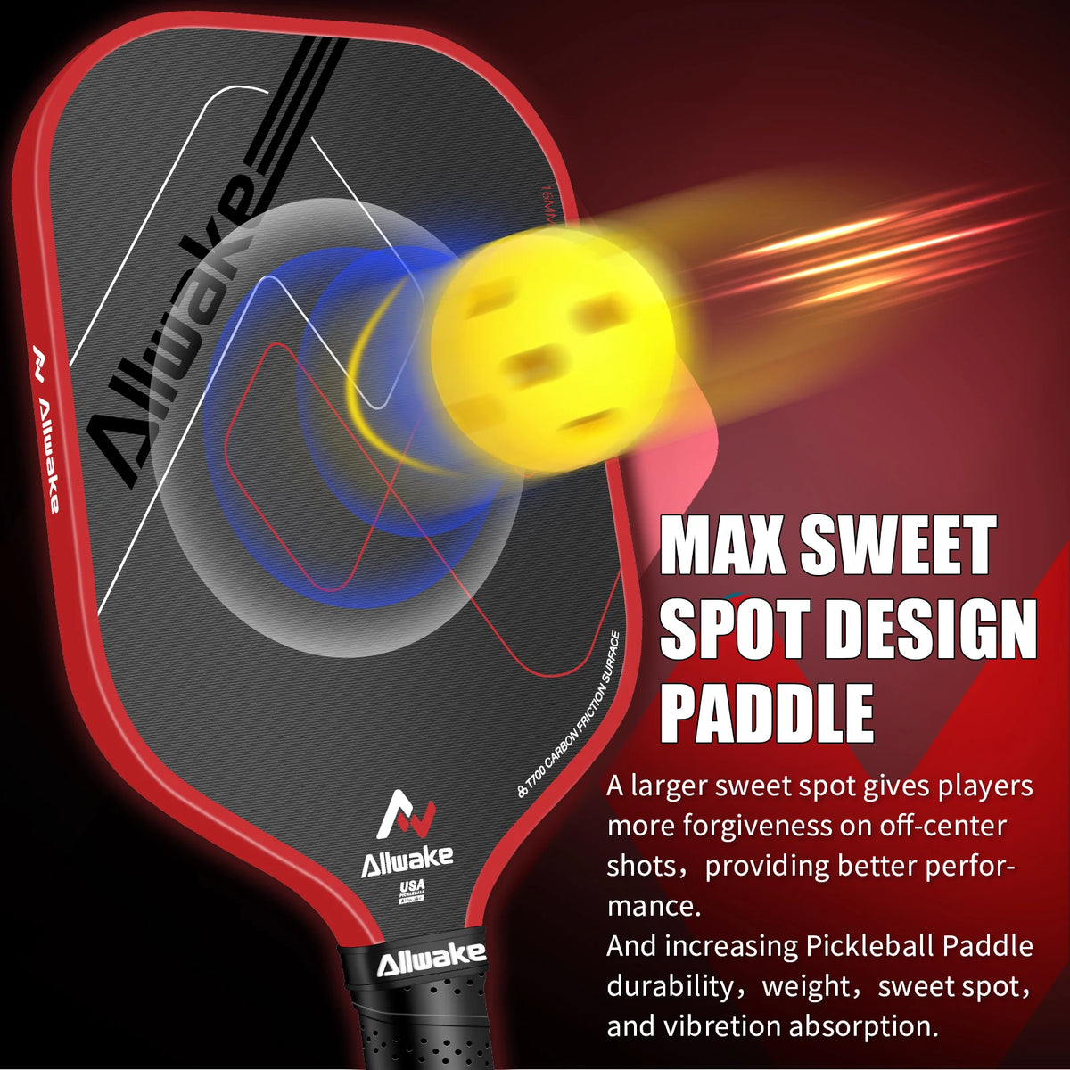 ALLWAKE Pickleball Paddles, Friction Surface Pickleball Rackets, Pickle Ball Paddle for Men and Women-4