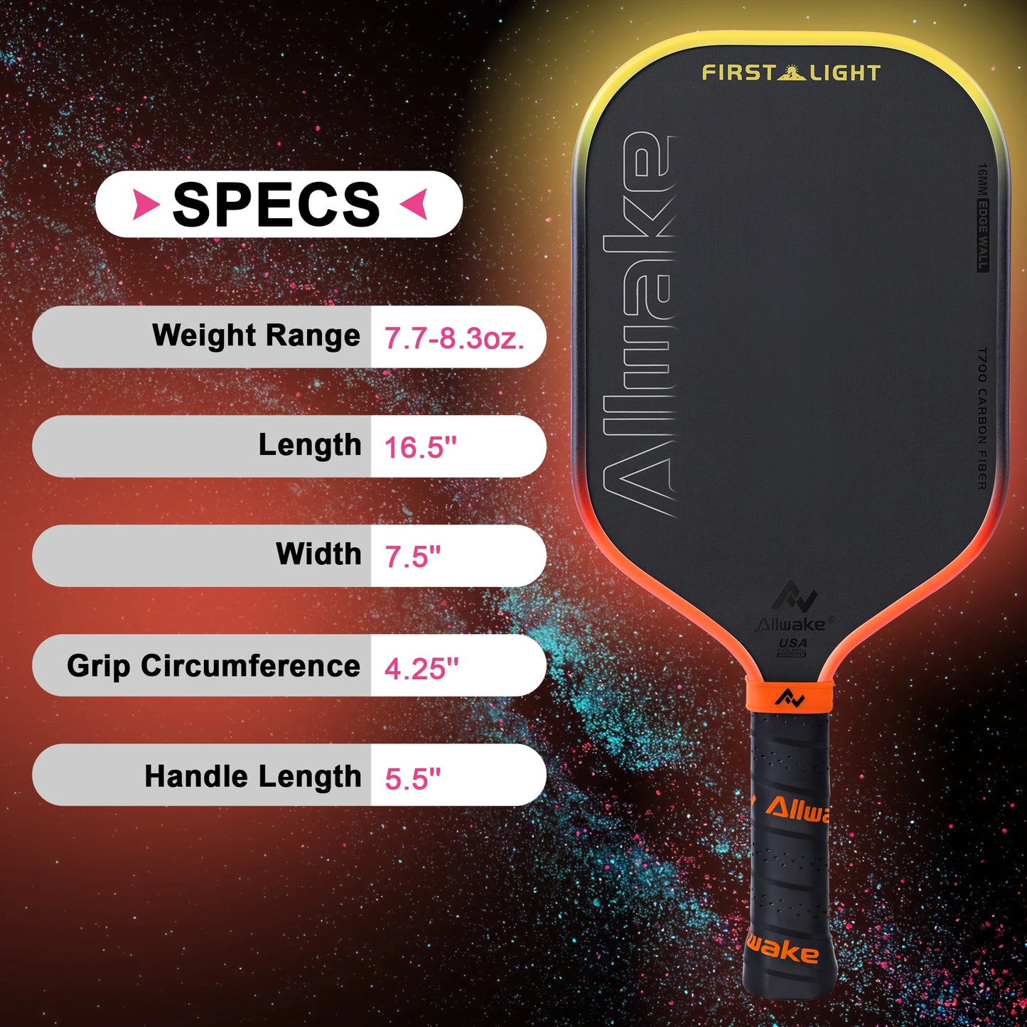 ALLWAKE T700 Raw Carbon Fiber with Foam Injected Edges for Expanded Sweet Sport Sweet Sport, Control and Power Pickleball Paddle-1