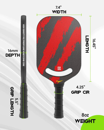 Warping Point Ascent Pickleball Paddles | Carbon Fiber Racket Aero Throat | Textured Grit Surface | Hexa Polymer Core | Designed-4
