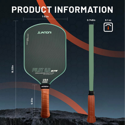IANONI Pilot 2.0 Thermoformed T700 Carbon Fiber Wide Body Pickleball Paddle